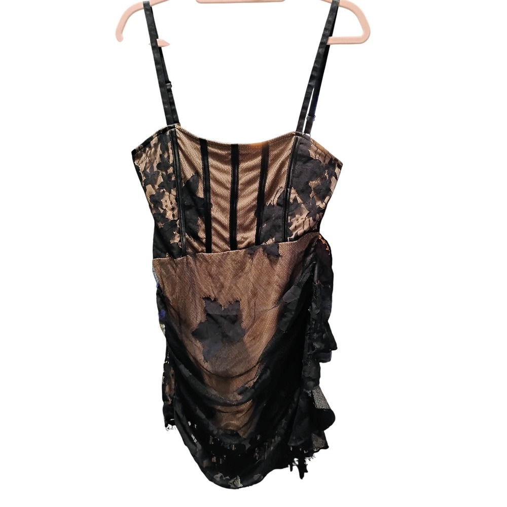 NWT Klesis L Lace Corset Bustier Ruched Mini Dress Bodycon Going Out Club